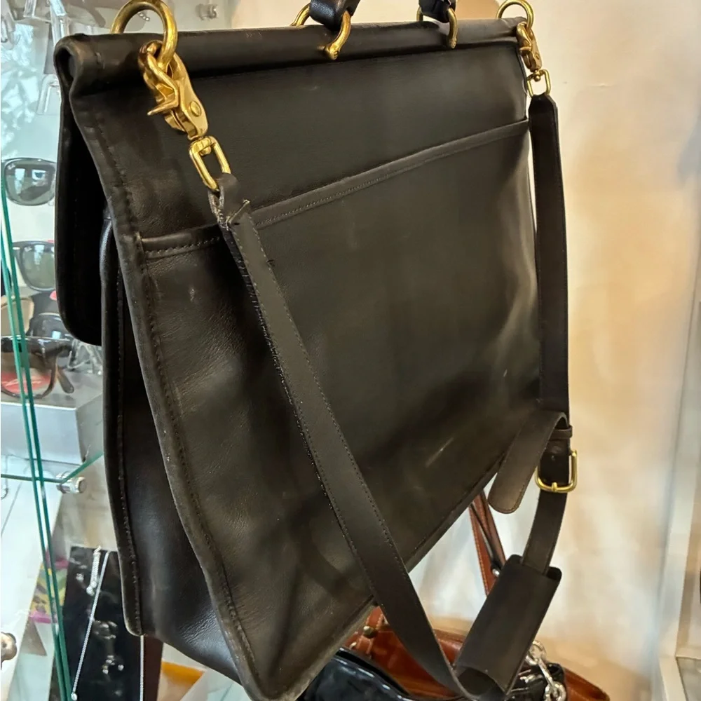 Coach vintage black leather laptop business satchel bag - Picture 2 of 7